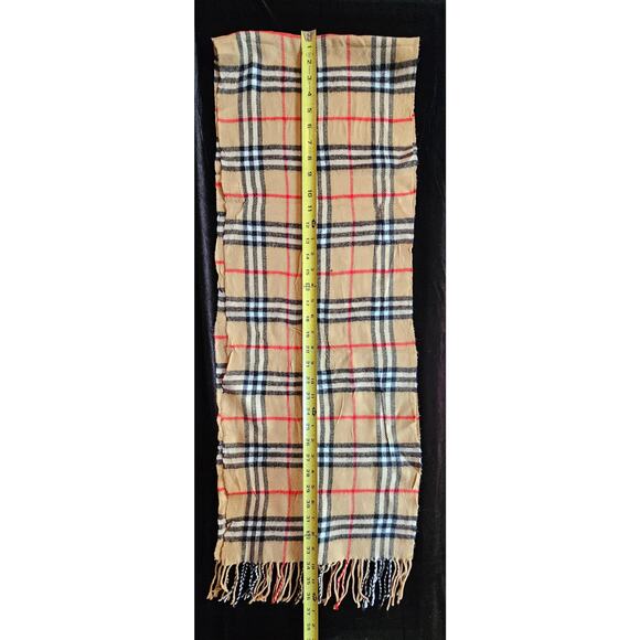BURBERRYs of London 100% Lambswool BEIGE Scarf Shawl Nova Check Vintage (Longer) - Picture 4 of 9